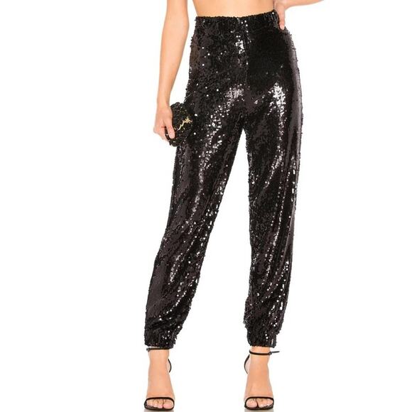 REVOLVE Pants - Revolve By The Way. Cat Sequin Jogger in Black NWT Size Small